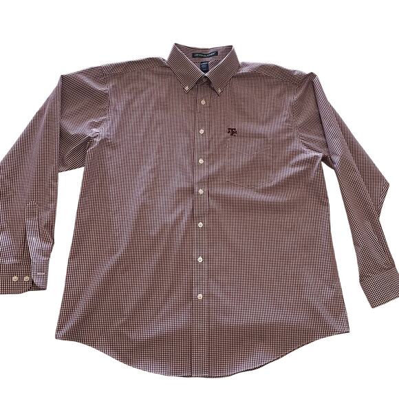 TAMU Texas a A&M men’s Devon & Jones xl gingham dress shirt gameday  aggies - Picture 1 of 10